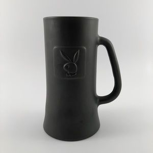 Vintage 70's PLAYBOY BUNNY Beer Stein Mug Glass Tankard Black Pewter Finish 13oz